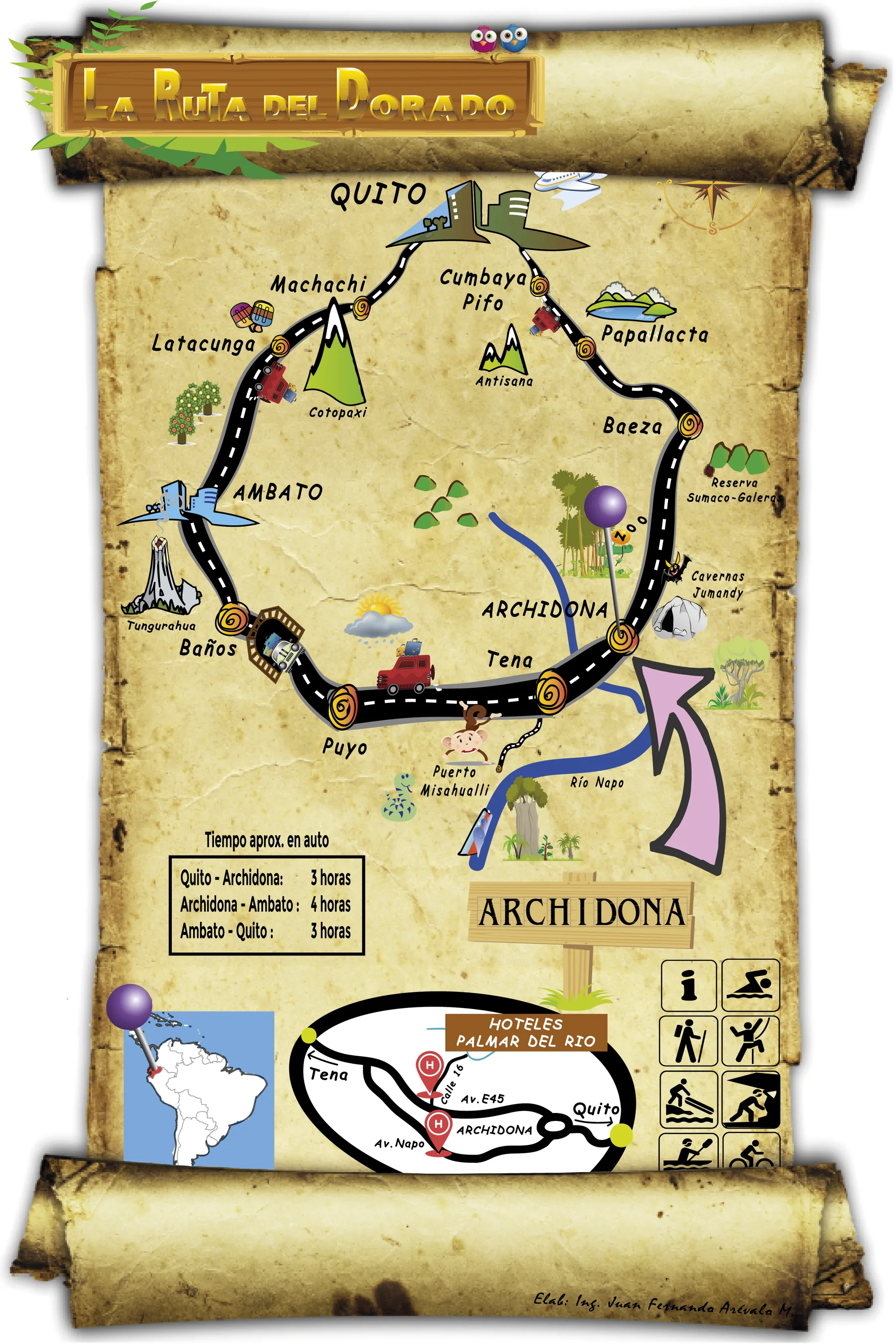 Mapa de Archidona con sitios de interés cercanos a Palmar del Río